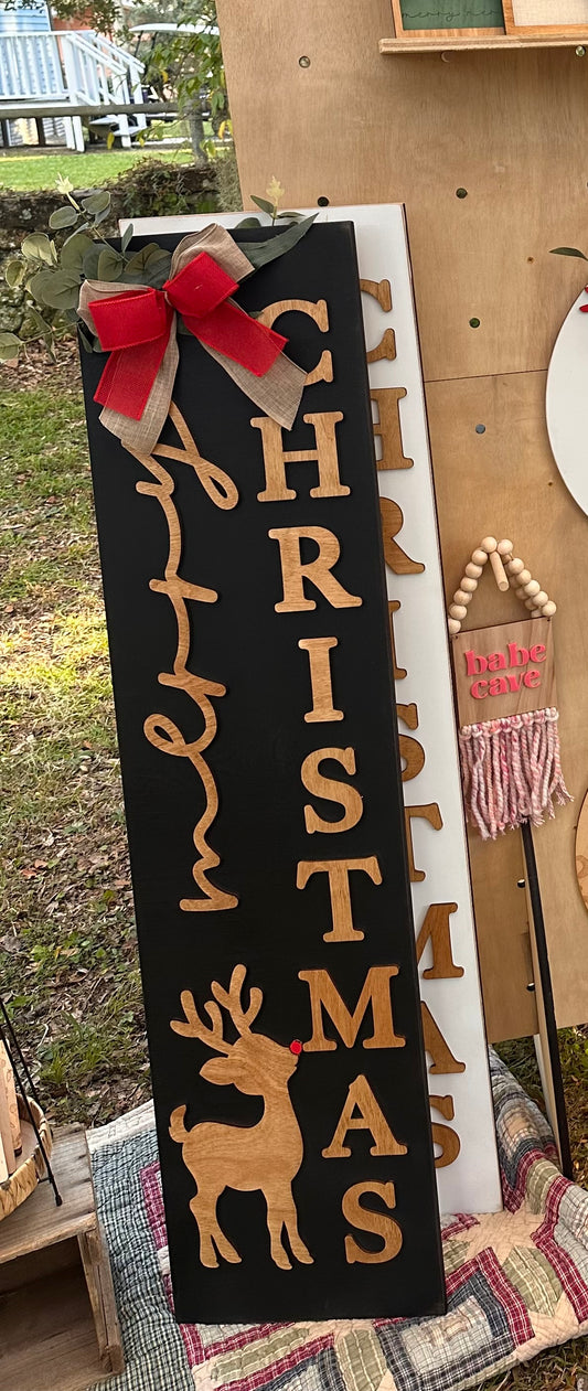 Merry Christmas Reindeer Porch Sign