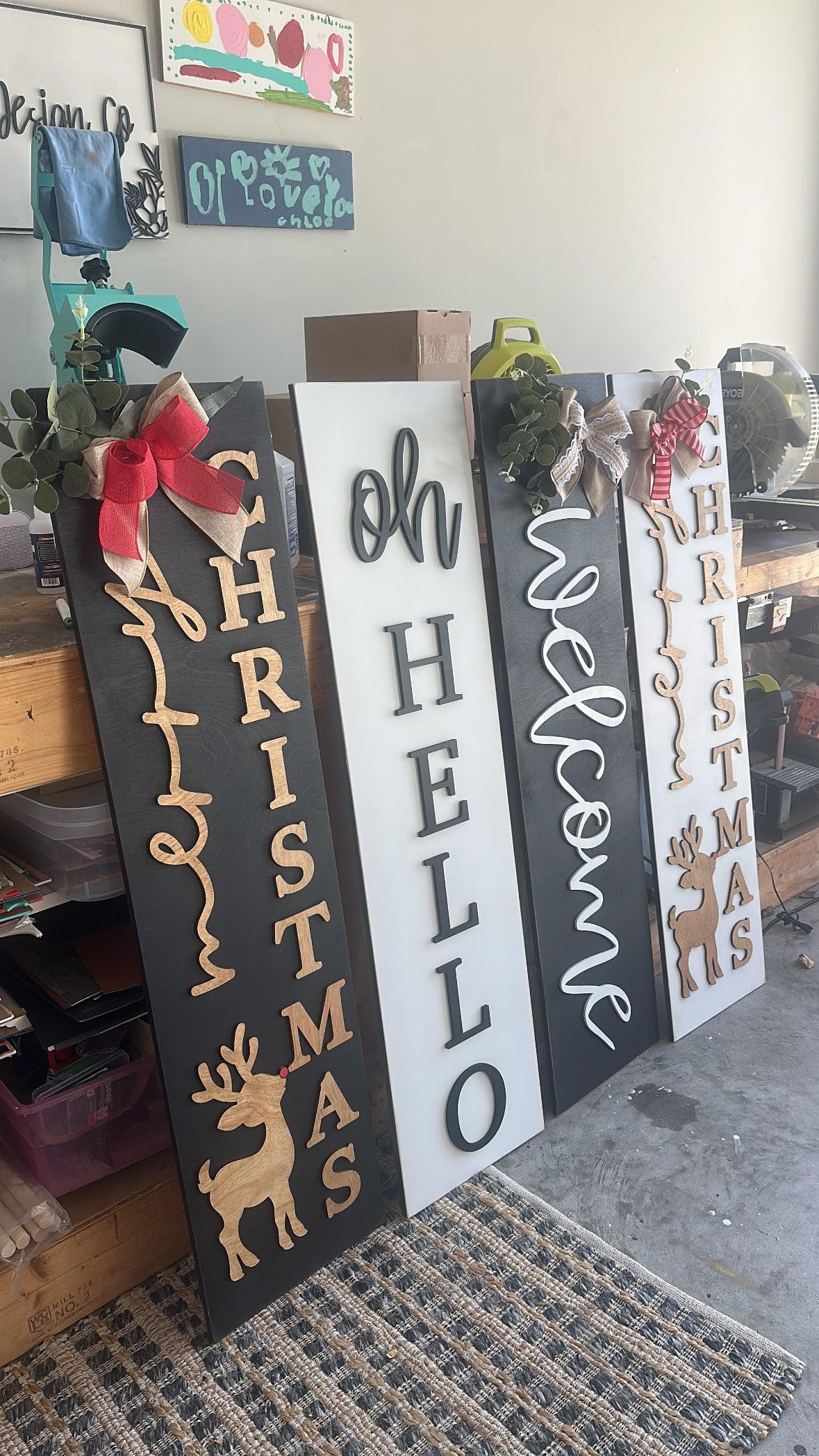 Merry Christmas Reindeer Porch Sign