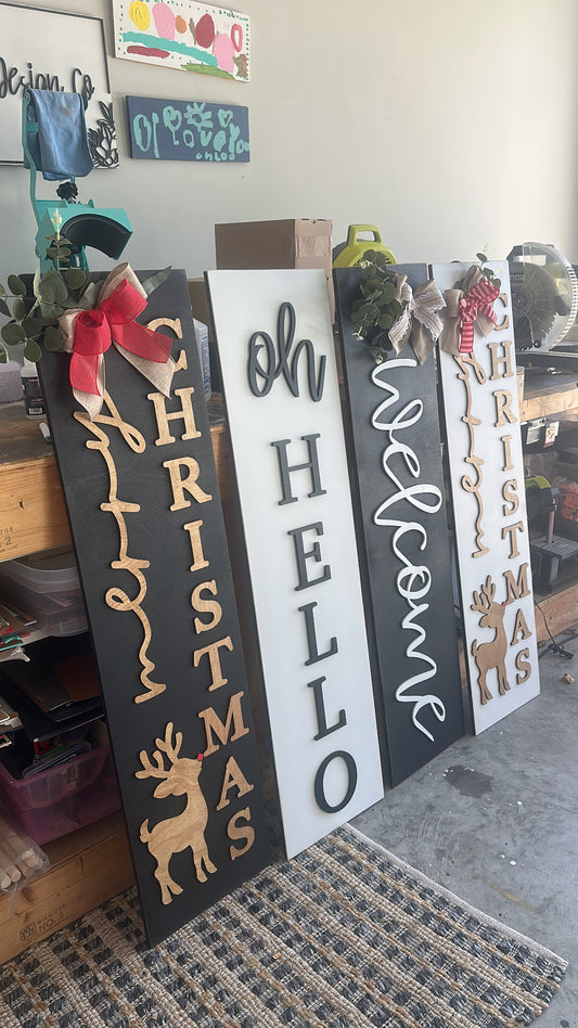 Merry Christmas Reindeer Porch Sign