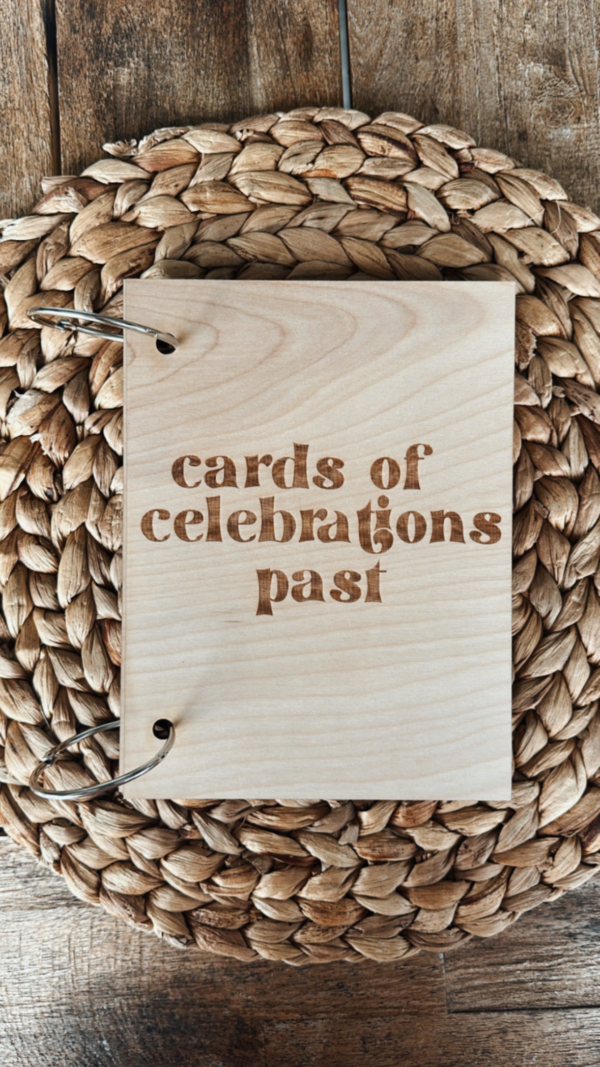 Cards of Celebrations Past Wood Card Keeper