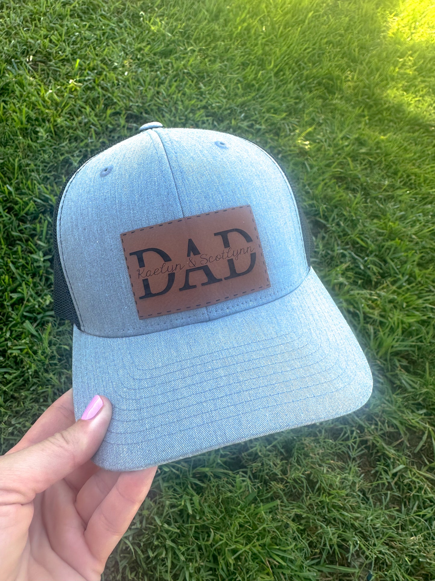 Dad with kids names hat