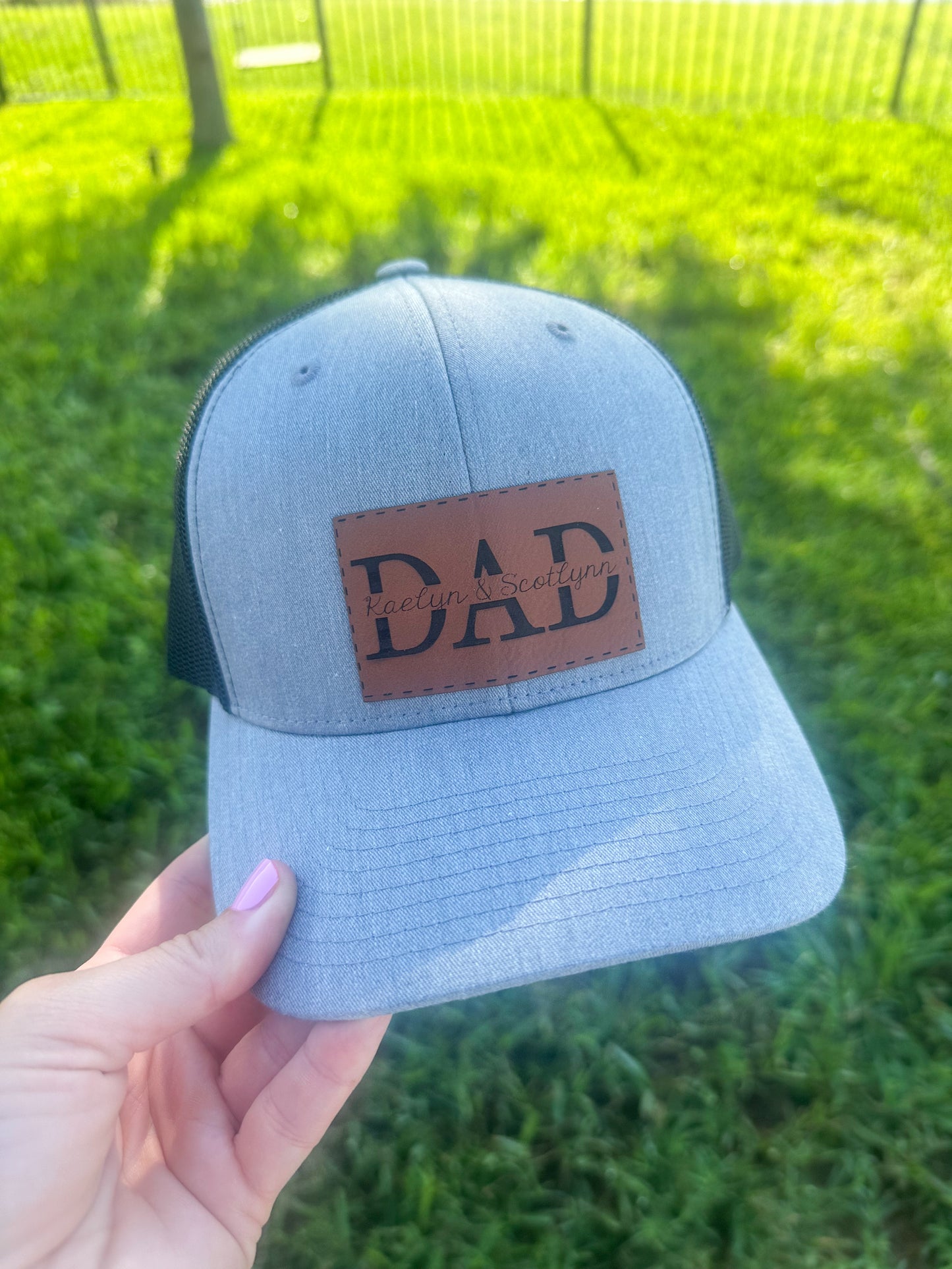 Dad with kids names hat